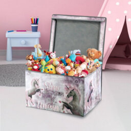 GEEZY The Magic Toy Shop Toy Storage Box Large Collapsible Folding Jumbo Kids Toy Chest Unicorn Design - thumbnail 2