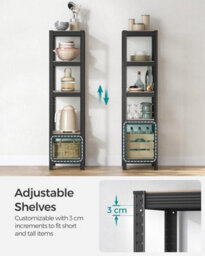 Songmics Shelving Unit, Industrial, Adjustable Storage Shelves, For Living Room, Kitchen, Garage, Greige And Black - thumbnail 5