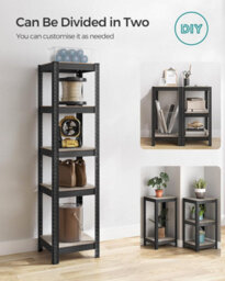Songmics Shelving Unit, Industrial, Adjustable Storage Shelves, For Living Room, Kitchen, Garage, Greige And Black - thumbnail 7