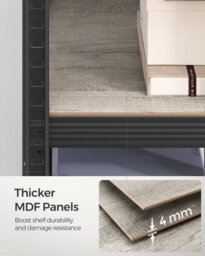 Songmics Shelving Unit, Industrial, Adjustable Storage Shelves, For Living Room, Kitchen, Garage, Greige And Black - thumbnail 8