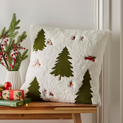 Catherine Lansfield Cosy Boucle Christmas Tree Cushion Neutral - image 1