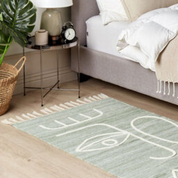Wyld And Coco Area Handwoven Rug Light Green 80 X 150 Cm Rectangular With Tassels - thumbnail 2