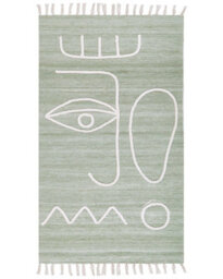 Wyld And Coco Area Handwoven Rug Light Green 80 X 150 Cm Rectangular With Tassels - thumbnail 1