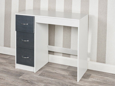 Urbn-Living Urbnliving Height 79.5Cm 3 Drawer Wooden Bedroom Dressing Computer Work Table White Carcass And Black Drawers Desk Jewellery - image 1