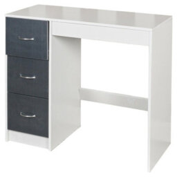 Urbn-Living Urbnliving Height 79.5Cm 3 Drawer Wooden Bedroom Dressing Computer Work Table White Carcass And Black Drawers Desk Jewellery - thumbnail 2