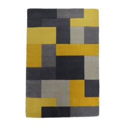 Lexus Grey & Yellow Block Small Rug, (L)150Cm X (W)90Cm - thumbnail 3