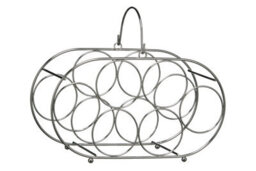 Orsina Chrome 6 Bottle Oval Wine Rack, Metal Wine Holder With Polished Chrome Finish, Compact Design