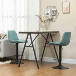 Wyld Haus Loelne Sara Set Of 2 Blue Linen-Look Adjustable Swivel Bar Stools - thumbnail 2