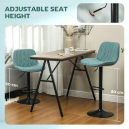 Wyld Haus Loelne Sara Set Of 2 Blue Linen-Look Adjustable Swivel Bar Stools - thumbnail 5