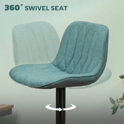 Wyld Haus Loelne Sara Set Of 2 Blue Linen-Look Adjustable Swivel Bar Stools - thumbnail 6
