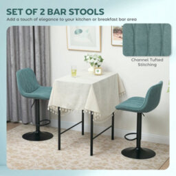 Wyld Haus Loelne Sara Set Of 2 Blue Linen-Look Adjustable Swivel Bar Stools - thumbnail 4