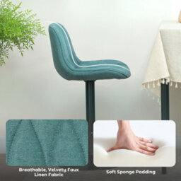 Wyld Haus Loelne Sara Set Of 2 Blue Linen-Look Adjustable Swivel Bar Stools - thumbnail 7