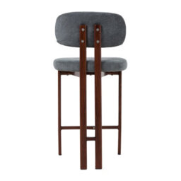 Living And Home Set Of 2 Grey Chenille Upholstered Bar Stools With Metal Legs & Footrest - thumbnail 5