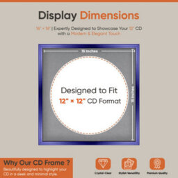 "16X16"" Purple Classic Vinyl Record Frame With Mid Grey Mount For 12 Inch Lp Disc - Ak Frames" - thumbnail 2