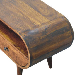 Wyld Haus Keaukaha Chestnut Mango Wood Circular Tv Stand, 2 Drawers, Open Shelf - thumbnail 6