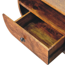 Wyld Haus Keaukaha Chestnut Mango Wood Circular Tv Stand, 2 Drawers, Open Shelf - thumbnail 7