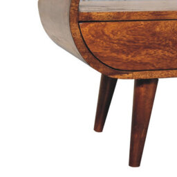 Wyld Haus Keaukaha Chestnut Mango Wood Circular Tv Stand, 2 Drawers, Open Shelf - thumbnail 9
