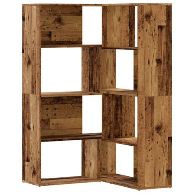 Berkfield Elegant Corner Bookcase 4-Tier Old Wood 85X85X140 Cm Engineered Wood - image 1