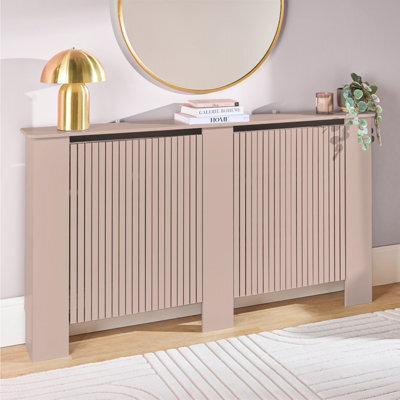 Ohs Ribbed Large Radiator Cover Slatted Engineered Wood - Natural - image 1
