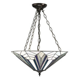 Luminosa Lighting Luminosa Astoria 3 Light Large Ceiling Pendant Dark Bronze, Tiffany Style Glass, E27 - thumbnail 1