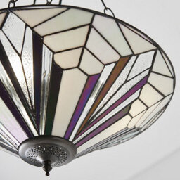 Luminosa Lighting Luminosa Astoria 3 Light Large Ceiling Pendant Dark Bronze, Tiffany Style Glass, E27 - thumbnail 4