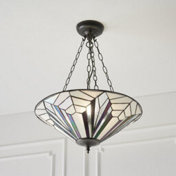 Luminosa Lighting Luminosa Astoria 3 Light Large Ceiling Pendant Dark Bronze, Tiffany Style Glass, E27 - thumbnail 3