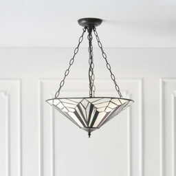 Luminosa Lighting Luminosa Astoria 3 Light Large Ceiling Pendant Dark Bronze, Tiffany Style Glass, E27 - thumbnail 2