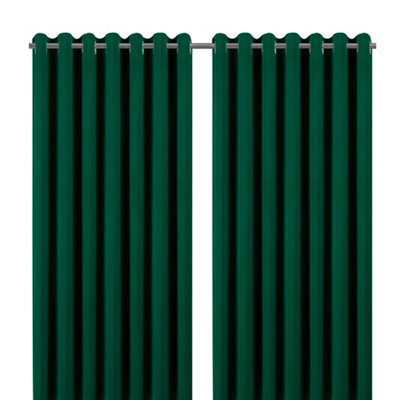 GoodHome Valgreta Dark Green Velvet Lined Eyelet Curtain (W)22.8Cm (L)22.8Cm, Pair - image 1