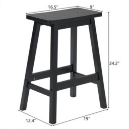 Bar Stool Set Of 2 Pine Wood Saddle Shaped Kitchen Dining Stools - thumbnail 2