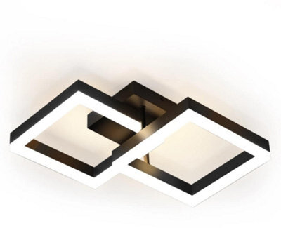 Modern Led Flush Mount Ceiling Light Black Square 3 Color Lights 24W - image 1