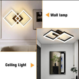 Modern Led Flush Mount Ceiling Light Black Square 3 Color Lights 24W - thumbnail 2