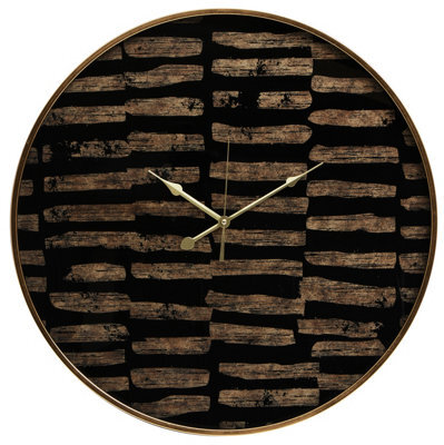 Orsina Modern Black And Gold Wall Clock, Agate Effect Glass Clock With Artistic Brushstroke Dial, Wall Clock - image 1