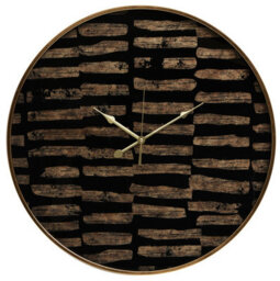 Orsina Modern Black And Gold Wall Clock, Agate Effect Glass Clock With Artistic Brushstroke Dial, Wall Clock