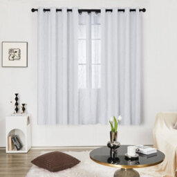 Deconovo Super Soft Dotted Line Foil Printed Thermal Insulated Eyelet Blackout Curtains W46 X L90 Inch Silver Grey Two Panels - thumbnail 3