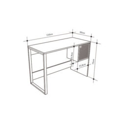 Decortie Model-4 110(W)Cm Computer Desk Oak, Black Wood Workstation Pc Work Table Office Gaming Desk Shelf With Black Metal Leg - thumbnail 6