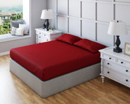 Polycotton Plain Dyed Housewife Pillowcase Pair Red - thumbnail 1