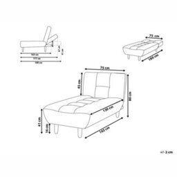 Beliani Chaise Longue Alsten Fabric Grey - thumbnail 3