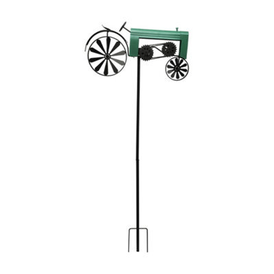 Garden Sanctuary Green Vintage Outdoor Metal Wind Spinner With Ground Spike - image 1