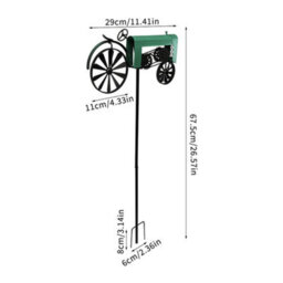 Garden Sanctuary Green Vintage Outdoor Metal Wind Spinner With Ground Spike - thumbnail 3