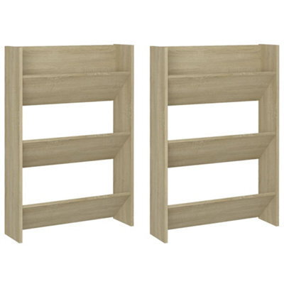 Berkfield Modern Wall Shoe Cabinets 2 Pcs  Sonoma Oak 60X18X90 Cm Engineered Wood - image 1