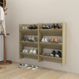 Berkfield Modern Wall Shoe Cabinets 2 Pcs  Sonoma Oak 60X18X90 Cm Engineered Wood - thumbnail 2