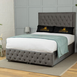 UKBEDFURNITURE Kingston Plush Steel End Opening Divan Ottoman Bed With 54 Inch Headboard & 10 Inch Orthopaedic Mattress - thumbnail 2