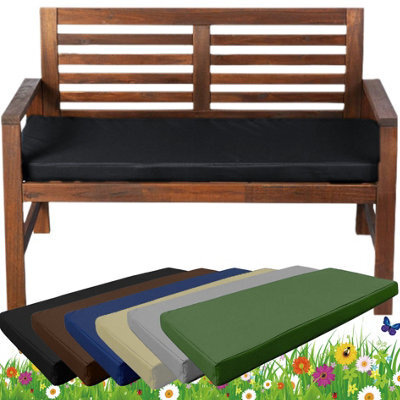 TheWhiteWater Limited Garden Bench Cushion - Patio Pub Furniture Bench Seat Pad - Weather & Waterproof Fabric - 3 Seater - Black - image 1