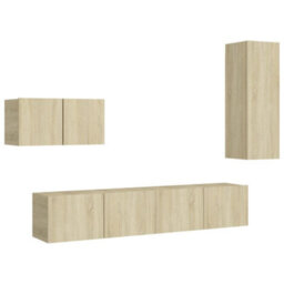 Berkfield 4 Piece Tv Cabinet Set Sonoma Oak Engineered Wood - thumbnail 2