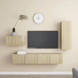 Berkfield 4 Piece Tv Cabinet Set Sonoma Oak Engineered Wood - thumbnail 1