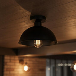 Industrial-Semi Flush Mount Vintage Ceiling Light Metal 21cm Dome Lampshade Pendant Light for Farmhouse Porch Kitcen - thumbnail 3