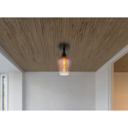 Luminosa Lighting Luminosa Lavus Semi Flush Ceiling Light Matt Black Copper Glass Shade 1X E27 - thumbnail 3