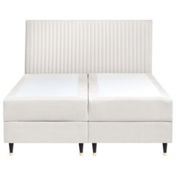 Beliani Divan Bed With Storage Velvet Dame 160 X 200 Cm (Eu King Size) Off-White - thumbnail 6
