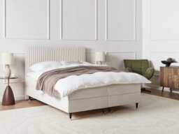 Beliani Divan Bed With Storage Velvet Dame 160 X 200 Cm (Eu King Size) Off-White - thumbnail 2