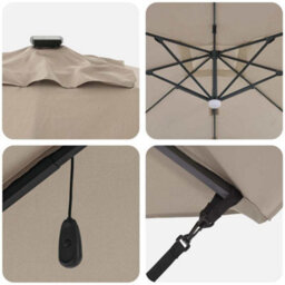 Berkfield Cantilever Roma Parasol With Leds Taupe 286X285X270 Cm Aluminium - thumbnail 8